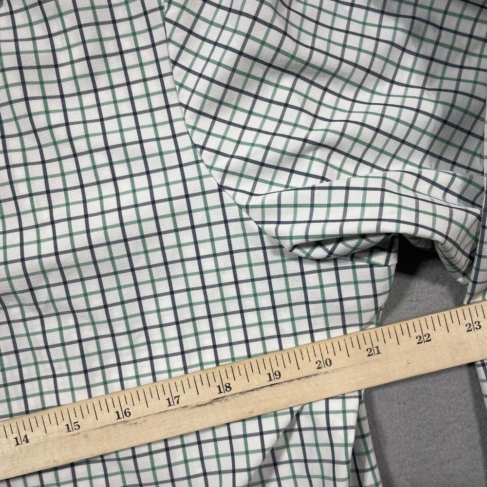 Mizzen+Main Leeward Collection Shirt XL Trim Fit Green Navy Check Performance - Picture 6 of 12
